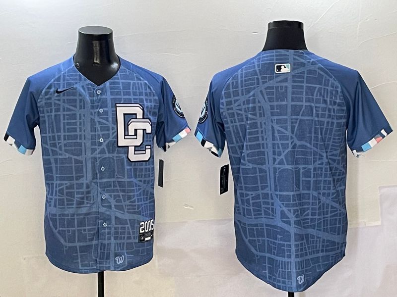 Men Washington Nationals Blank Blue Joint Name Nike 2025 MLB Jersey style 1